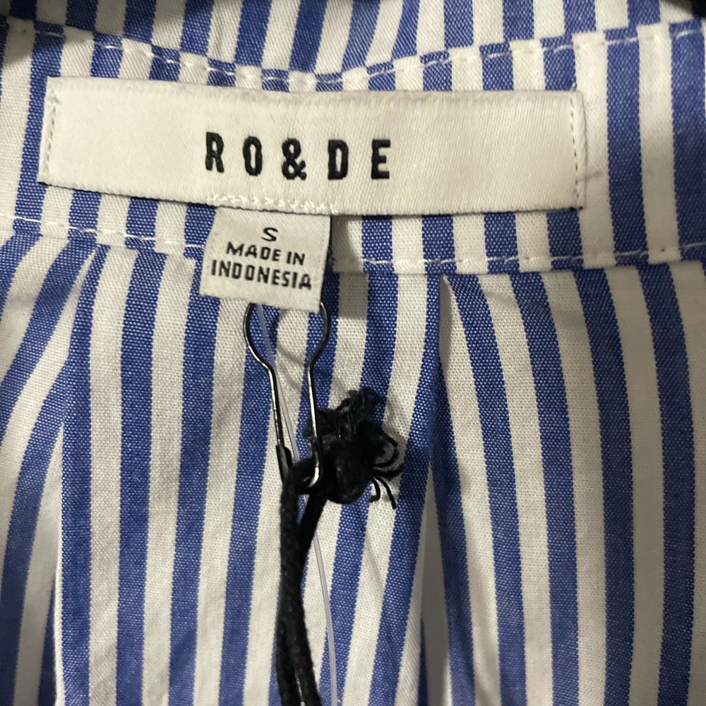 Ro & De Stripped sleeve Button down blouse NWT 🎈 - Picture 2 of 10
